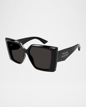 Square Logo-Print Acetate Sunglasses