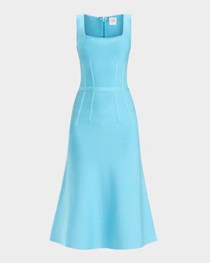 Cecilia Square-Neck Trumpet Midi Dress