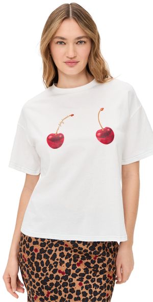 Never Fully Dressed Cherry Boob T-Shirt White L