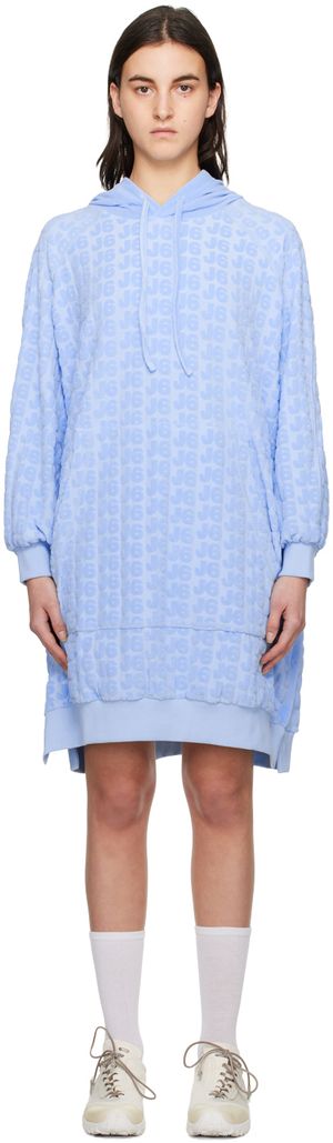 J6 Robe midi bleue à motif en tissu jacquard