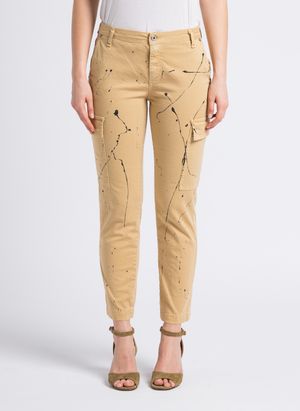 Please - Pantalon taille style cargo en coton mélangé - Taille L - Beige