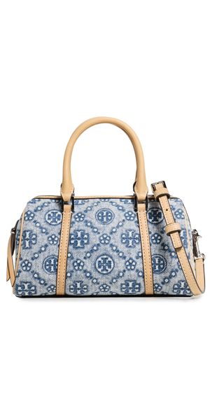 Tory Burch T Monogram Denim Mini Barrel Bag Powder Blue One Size