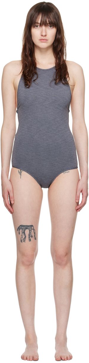 TOTEME Maillot de bain gris à col montant