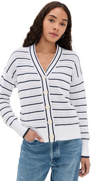 Varley Antonia Relaxed Cardigan white/blue nights XL