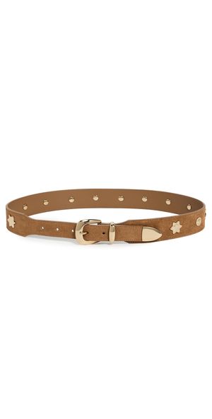 Madewell Suede Wide Clean Western Belt: Sun Stud Aged Cognac L