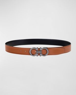 Men's Double Adjustable Leather Gancini Belt