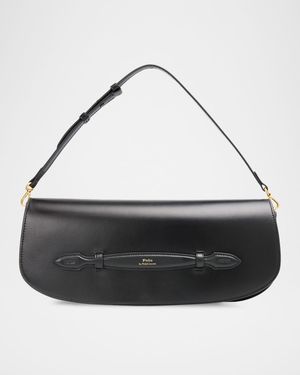 Curved Leather Clutch Bag