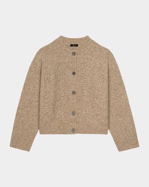 Coralee Rosette Alpaca-Blend Cardigan