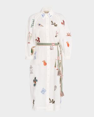 Mina Embroidered Midi Shirtdress