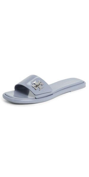 Tory Burch T Lock Slides Vapor Blue 9.5