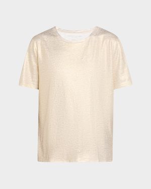 Stretch Linen Metallic Semi Relaxed Crewneck Top