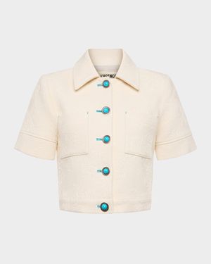 Chita Floral Embossed Short-Sleeve Jacket