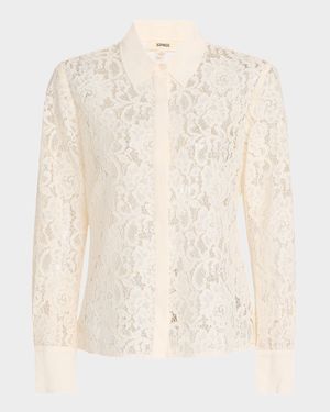 Maia Lace Button-Front Blouse