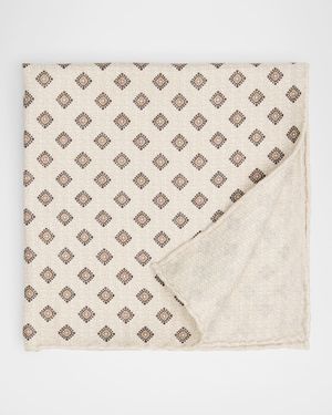 Men's Medallion-Print Silk Pocket Square
