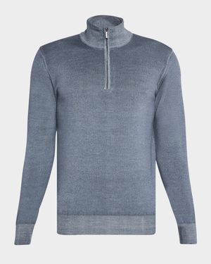 Men's Dyed Merino Wool Quarter-Zip Sweater
