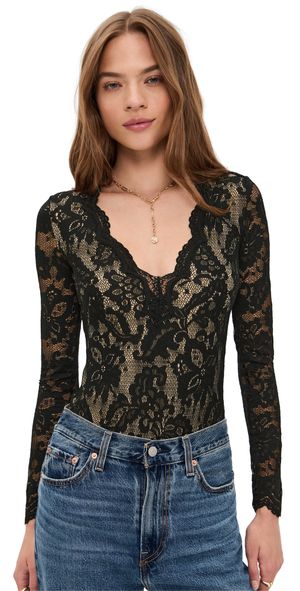Generation Love Alessia Lace Bodysuit Black/Beige L