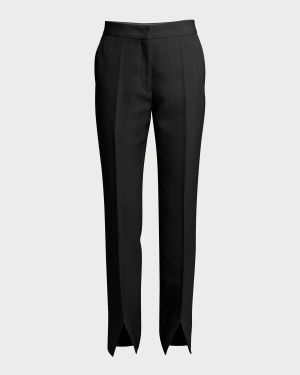 Pleated Split-Hem Trousers