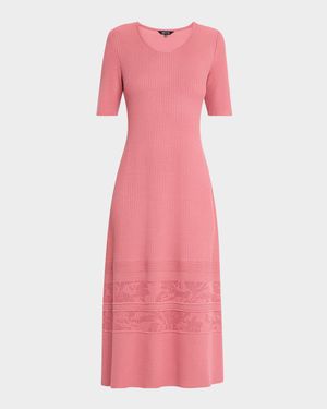 A-Line Ribbed Soft Knit Midi Dress