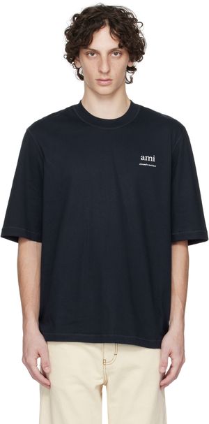 AMI Paris Navy Cotton T-shirt