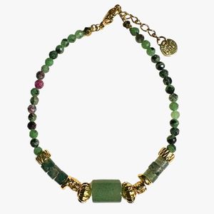 Ginandger - Bracelet rubis zoïsite et aventurine - Taille Unique - Bleu