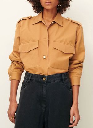 Sessun - Veste col classique en coton mélangé - Taille L - Marron