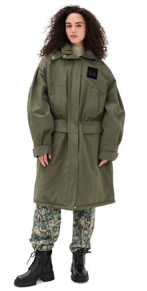 GANNI Ripstop Tri-Layer Parka Coat Kalamata 32