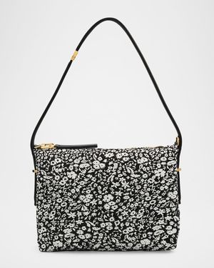 Bevel Beaded Floral Shoulder Bag