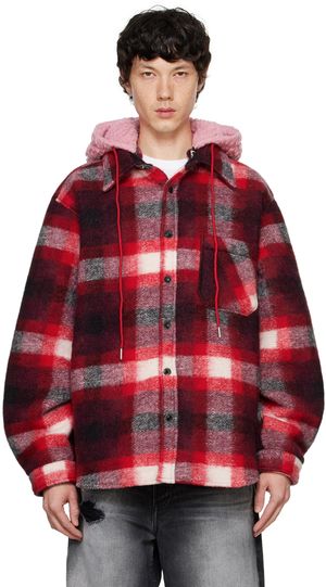 COÛT DE LA LIBERTÉ Red Tommy Plaid Fleece Oversized Jacket