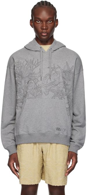 Versace Gray Barocco Sea Hoodie