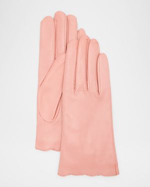 Scalloped Nappa Leather Gloves