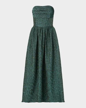 Lilla Strapless Metallic Jacquard Maxi Dress