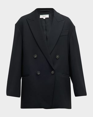 Double-Breasted Crepe Boyfriend Blazer