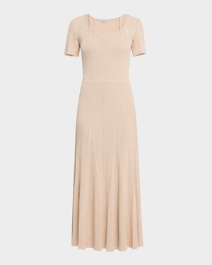 Fit & Flare Ribbed Knit Maxi Dress