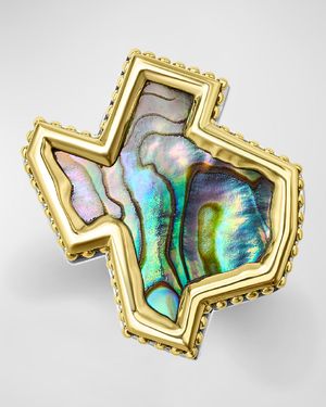 Men's Sterling Silver and 18K Anthem Texas Abalone Ring, 21x23mm