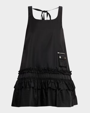 Frilled Duchesse Satin Mini Dress