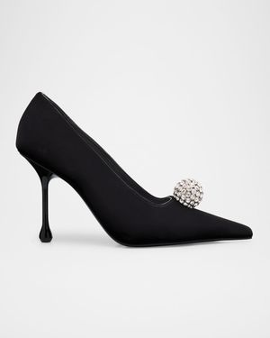 Crystal Orb Velvet Pumps