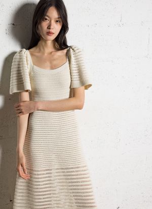 Ba&sh - Robe longue évasée en crochet - Taille 3 - Blanc