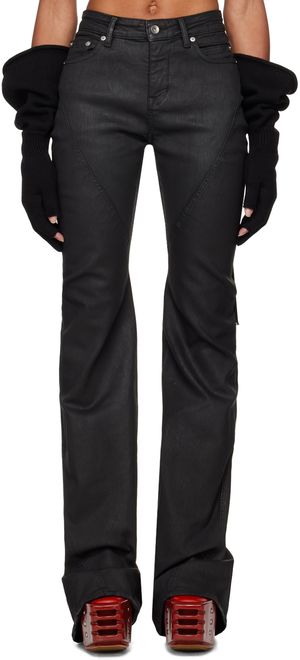 Rick Owens DRKSHDW Jean semi-évasé noir à panneaux asymétriques - Porterville