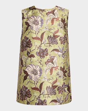 Citron Sleeveless Floral-Print Boxy Top