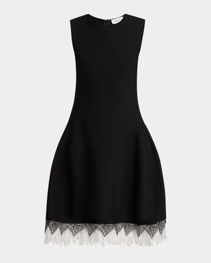 Lace-Hem Volume Sleeveless Dress