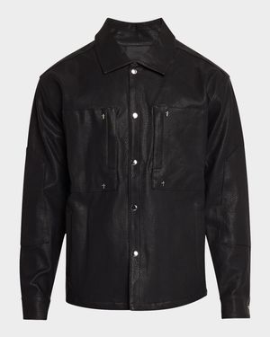 Men's Fisher Faux-Leather Button-Down Shirt