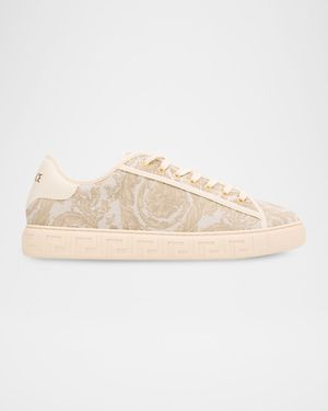 Men's La Greca Baroque Canvas Low-Top Sneakers