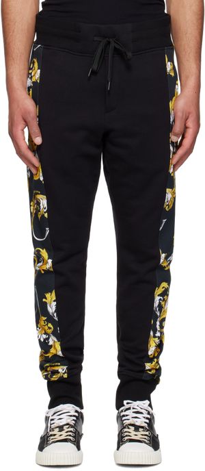 Versace Jeans Couture Black Graphic Trim Sweatpants
