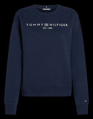Tommy Hilfiger - Sweat col rond en coton mélangé droit - Taille L - Bleu