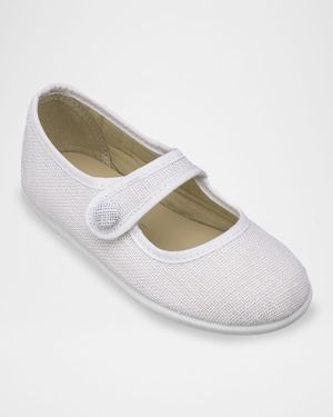 Girl's Linen Mary Jane Flats, Baby/Toddler/Kids
