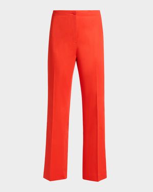 Roma Cropped Straight-Leg Stretch Cotton Pants
