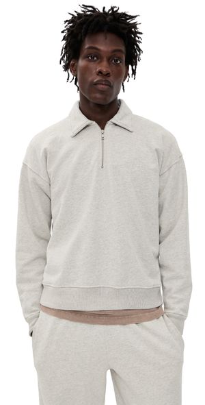 ASHER Claude Heather Ash Quarter Zip Heather Ash XL