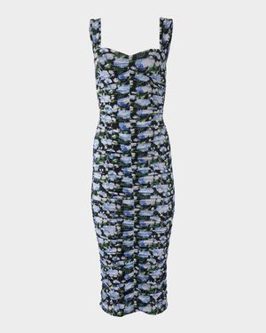 Floral Ruched Midi Dress