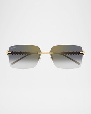 Rimless Metal Rectangle Sunglasses