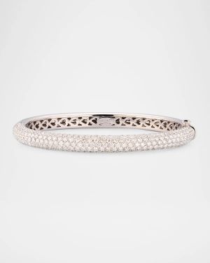 18K White Gold Thin Pavé Diamond Bangle